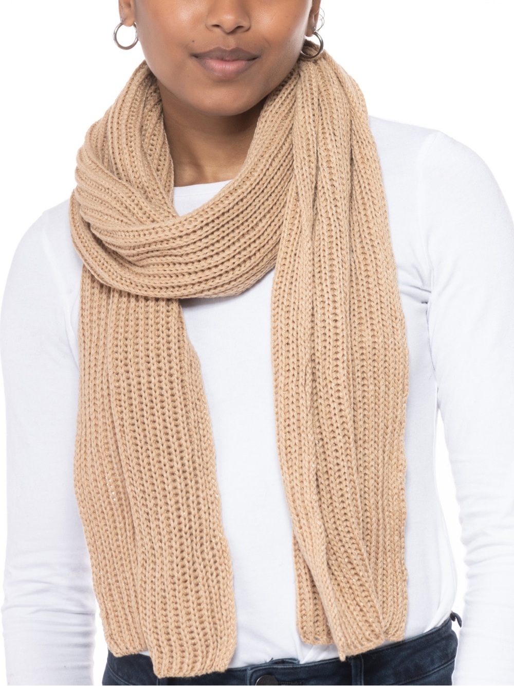 Style & Co. Beige Ribbed Knit Scarf
